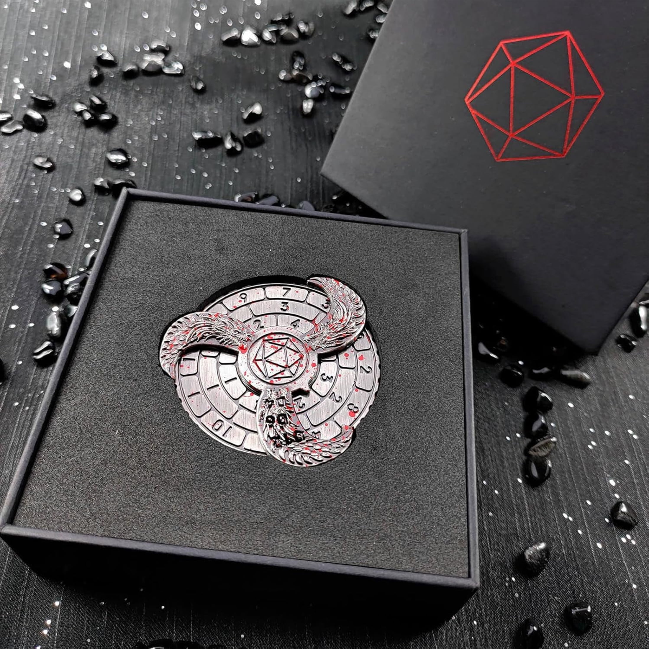 Spinning Mechanical Dice Spinner, Metal Polyhedral D&D Roulette Dice