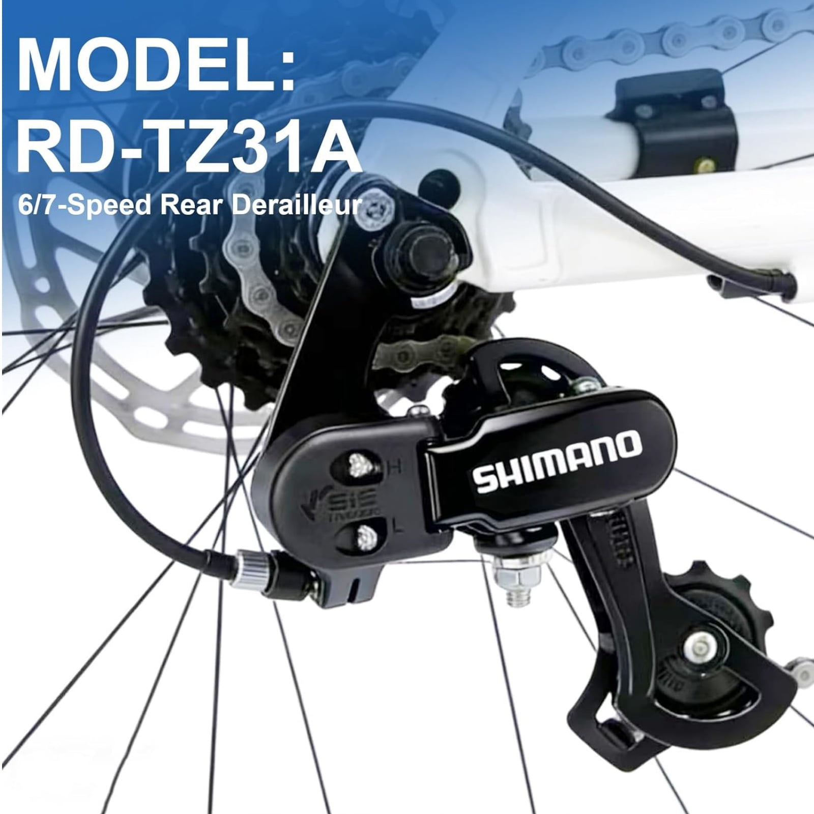 WOFO Rear Derailleur RD-TZ31-A 6/7 Speed Hub Bolt Mount for