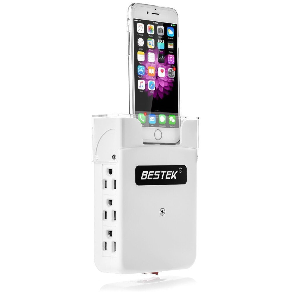 Bestek 6 Outlet Upgraded High Quality Wall Mount Strip With Bestek 6 Outlet Upgraded High Quality Wall Mount Strip With 5 2a 4 Usb Adapter Station