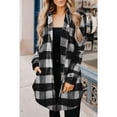 thumbnail image 1 of Abrigo Con Cuello De Solapa A Cuadros Para Mujer, Chaqueta A Cuadros De Mujer Cómoda De Un Solo Pecho Para Lavado A Máquina De Longitud Media Para Uso Diario ANGGREK Otros, 1 of 4