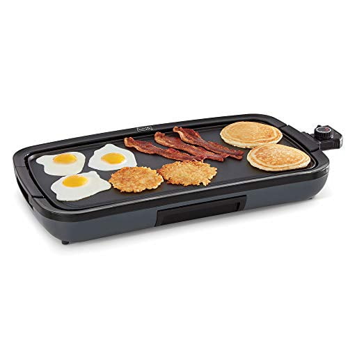 Dash Everyday Nonstick Deluxe Electric Griddle with Removable Cooking Plate for Pancakes, Burgers, Quesadillas, Eggs and other Snacks, Includes Drip Tray + Recipe Book, 20? x 10.5?, 1500-Watt - Grey