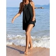 thumbnail image 3 of Women's Eyelet Swimsuit Cover Up Pleated Front Halter Dress Sleeveless Summer Beach Cover Up Shermie, 3 of 4