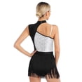 thumbnail image 2 of Fldy Women's Cutout Sleeveless Fringe Bodysuit Shiny Sequins Tassel Leotard Tap Latin Jazz Costume Silver S, 2 of 6