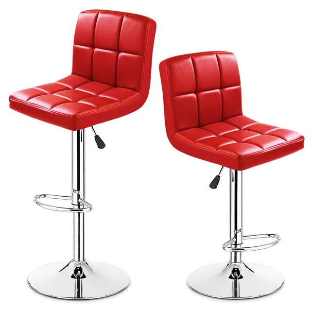 Patiojoy Tabourets de Bar Pivotants Réglables Modernes Carrés en Cuir PU, Ensemble de 2