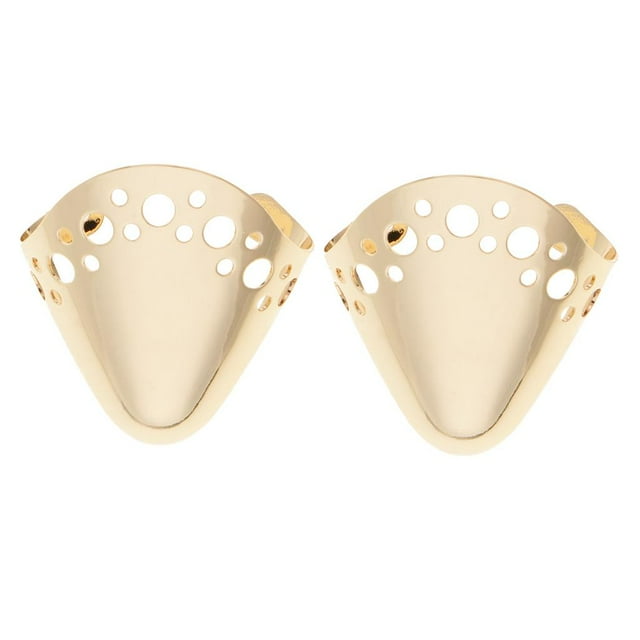 1 par de protectores de punta de zapato de mujer con punta de metal, para reparación y decoración. Diseño de oro 1
