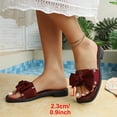 thumbnail image 6 of PiGOGI Women's Oversized Bow Slide Sandals Flat Non-Slip Comfortable Patent Leather Summer Slippers Wine 5.5, 6 of 9