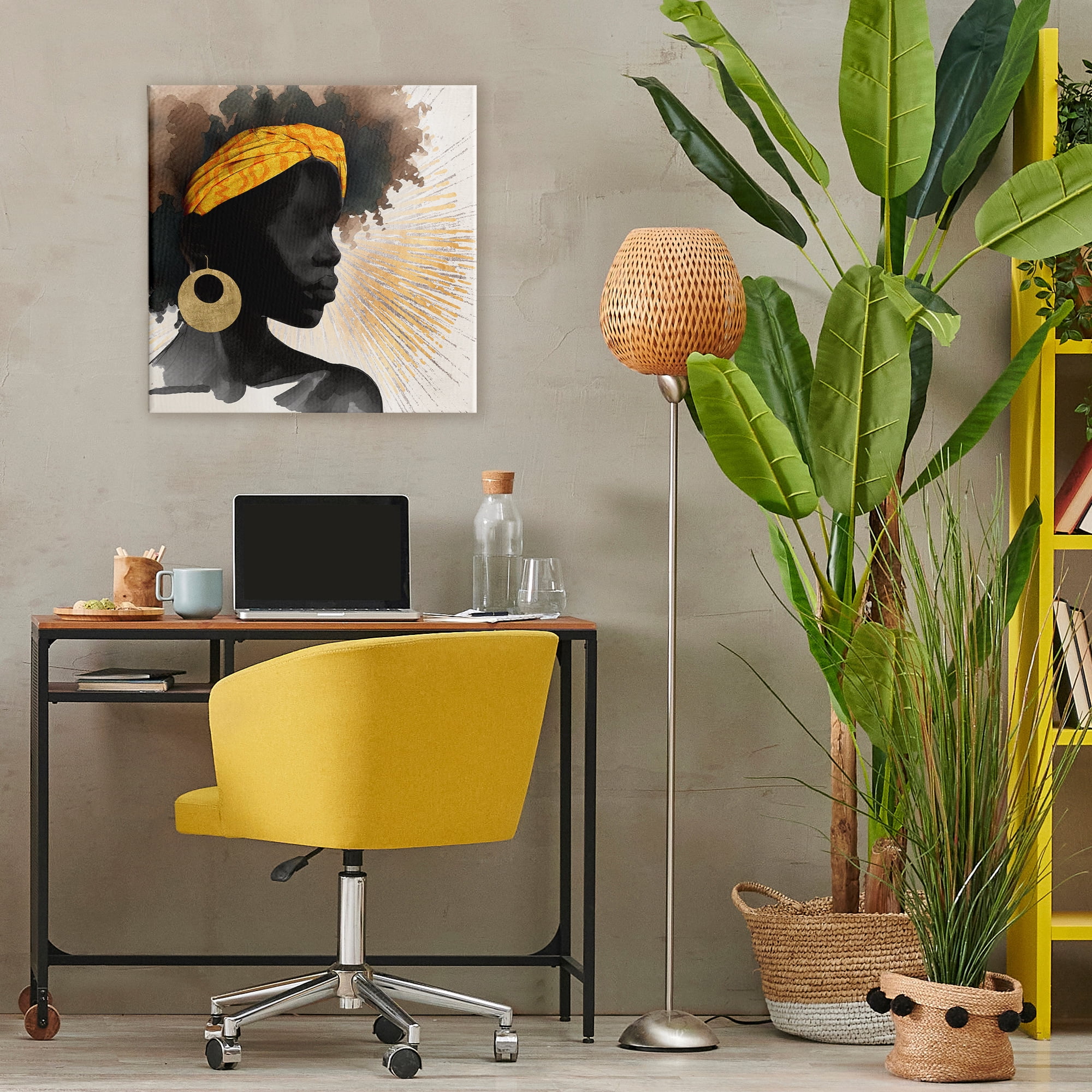 Stupell Industries Sunburst Silhouette with Headwrap Canvas Wall Art, design by CAD Designs