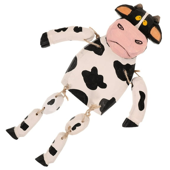 FONDOTIN Cow Figurine Wood For Garden Decor Outdoor Layout 1Pcs
