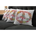 thumbnail image 5 of Ambesonne Colorful Throw Pillow Cover 4 Pack, Peace Love Joy Flowers, 24", Multicolor, 5 of 5