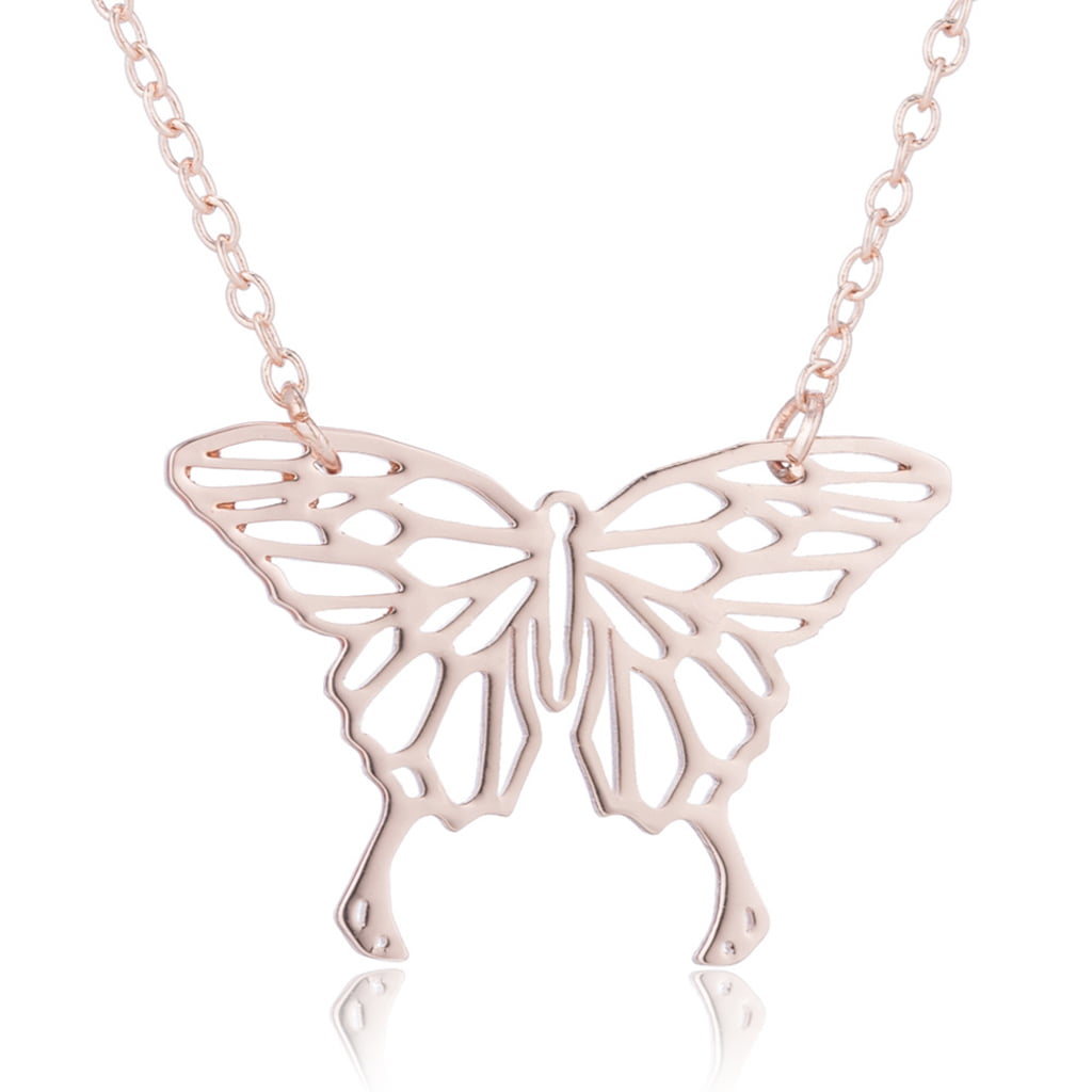 Infinite U 925 Sterling Silver Beautiful Hollow Butterfly Pendant Womens Necklace wiht 45cm Chain 