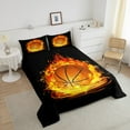 thumbnail image 3 of Erosebridal Teens Basketball Bedding Sets King with Comforter, Cartoon Fire Duvet Insert, Sports Theme Decor, Reversible 3pcs, 3 of 8