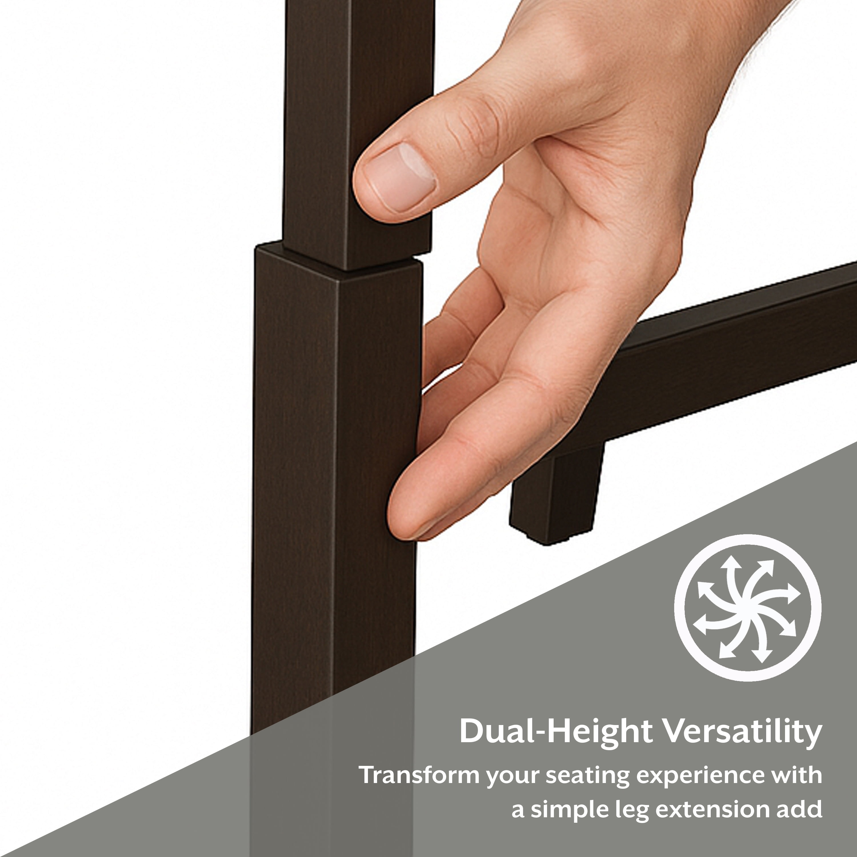 Mainstays Eastwood Full Back Adjustable Height Barstool with Leg Extensions, 2 Pack, Brown