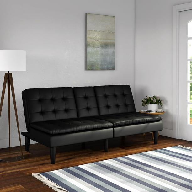 Mainstays Memory Foam Faux Leather, Black Leather Futons