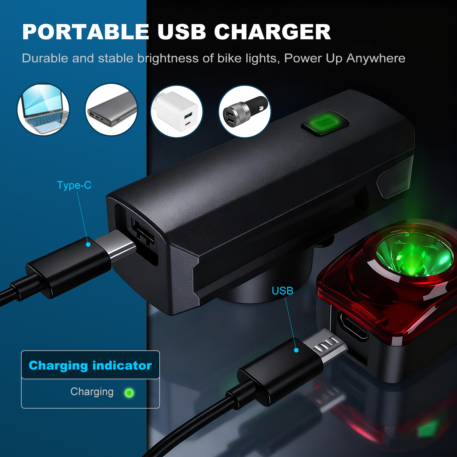 Apecyc 2000 Lumen USB Rechargeable Bike Light Set photo 6