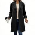 thumbnail image 2 of jtjvou Womens Pea Coat Notched Lapel Single Breasted Long Jacket Winter Casual Trench Coat Outerwear Black M, 2 of 6