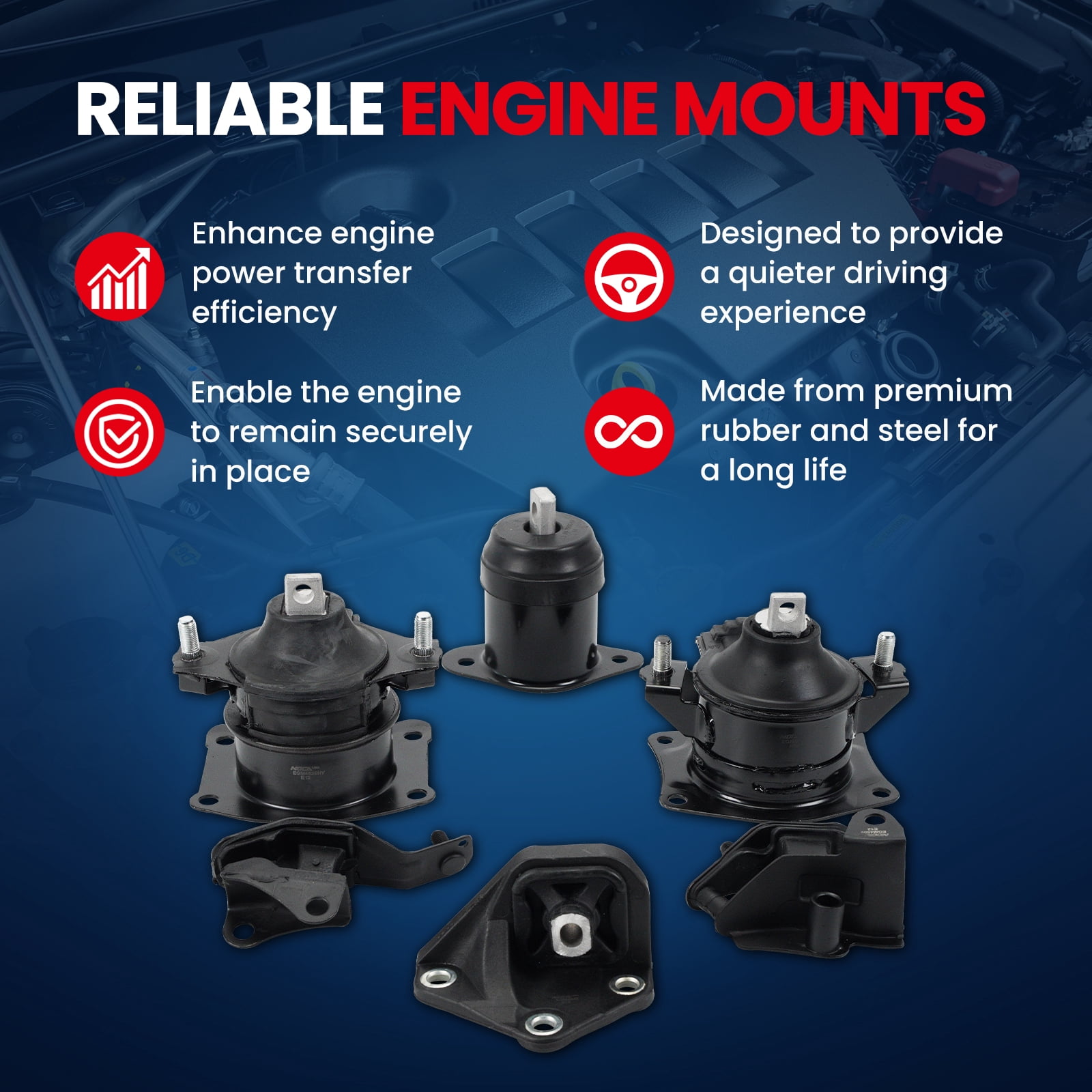MOCA AUTOPARTS Engine Motor and Transmission Mount Kit Fit for 2003-2007 Honda Accord 2.4L Automatic