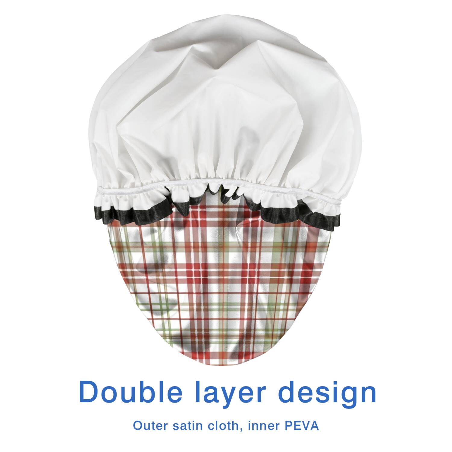 Shower Caps,Multi Color Plaid Checkered Pattern Waterproof Shower Cap for Women 4 Pieces,Double Reusable Hair Cover for Shower PEVA Elastic Stretch Hem