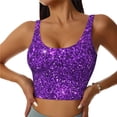thumbnail image 2 of Uemuo Purple Glitter Pattern Women's Sports Bra - High Impact Support, Breathable, and Comfortable Athletic Bra for Running, Yoga, and Workouts, 2 of 9
