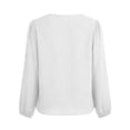 thumbnail image 7 of LEKWK Loose Linen Tops for Women Puff Sleeve V-Neck Button Down Shirt Boho Tops Tunic Tops Solid Pleated Soft Fall Beach Outfits, 7 of 7