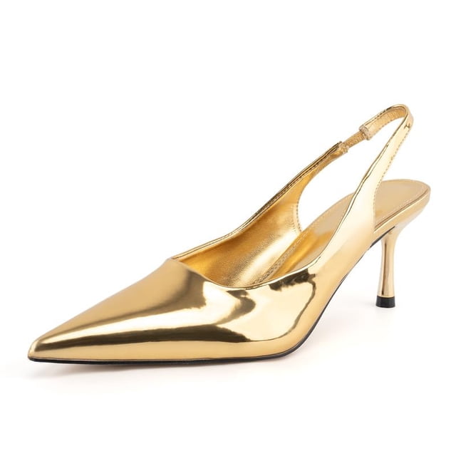 Tacones Slingback Heelchic para mujer con tacón bajo, color negro 6.5