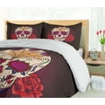 thumbnail image 5 of Ambesonne Skull Duvet Cover Sets, Dia de Los Muertos, 2-King, Plum Red Cream, 5 of 7