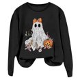thumbnail image 5 of Women's Halloween Print Sweatshirt, Crewneck Long Sleeve Pullover, Cute Holiday Graphic Top for Fall Everyday Wear, 5 of 5