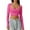 Hot Pink, variant on Womens Square Neck Open Umbilical Top Long Sleeve Slim Fit Short T Shirt Crop Tops for Women Black S