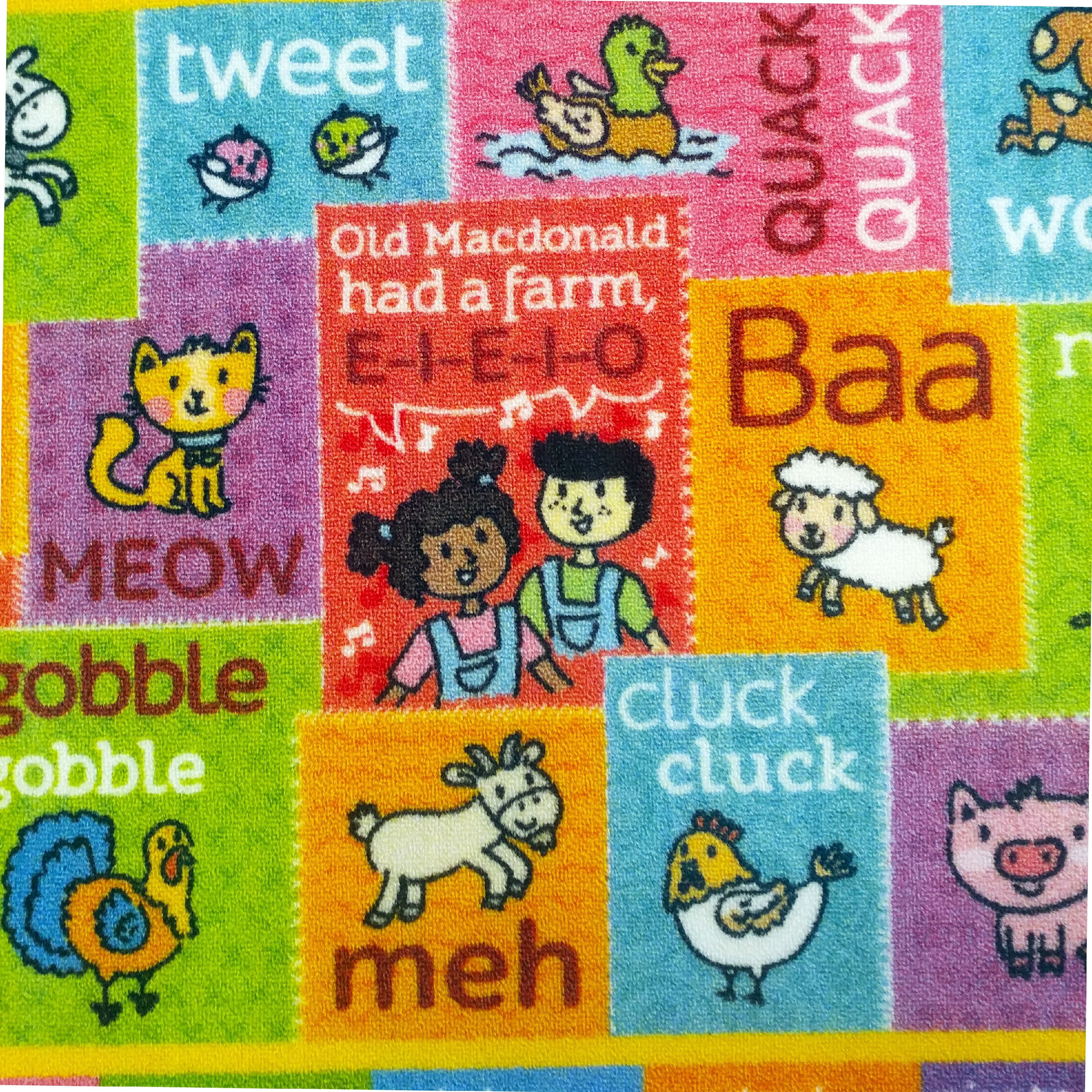 KC Cubs Playtime Collection ABC Alphabet with Old McDonald's Animals Educational Learning Polypropylene Kids and Children Area Rug (8'2" x 9'10")