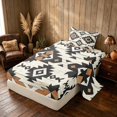 thumbnail image 2 of Manfei Southwestern Geometric Twin Sheets, Hippie Aztec Bedding, Brown, Black and White, Reversible 3-Piece1 Flat Sheet + 1 Fitted Sheet + 1 Pillowcase, 2 of 6