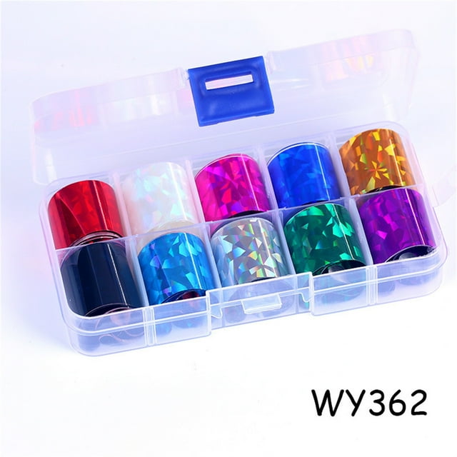 DPTALR 10 Rouleaux Holographique Nail Art Transfert Feuille Autocollant Fleur Papier Wraps