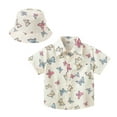 thumbnail image 1 of MIASHUI Boys Button Down Shirts Summer Short Sleeve Graphic Print Tops with Hat,White,6-12 Months, 1 of 5