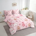 thumbnail image 3 of Manfei Bowtie Christmas Tree 7-Piece Bedding Comforter Set,Cartoon Gingerbread Man King Bedding Sets,Pink White Cute Snowman Bed Sheets For Teens,Ultra Soft Home Decor Reversible, 3 of 8