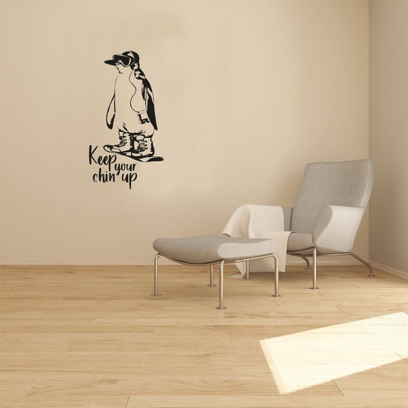 Keep Your Chin Up - Life Quote Beautiful Penguin Scuba Diving Penguin Design Vinyl Wall Sticker Wall Art Wall Decal Boys Girls Kids Room Design Bedroom Nursery Kinder Home Decoration Size (30x22 inch)