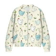 thumbnail image 4 of Xixirimido Womens Bomber Jacket Cropped Zip Up Varsity Jacket Loose Fit Casual Coat Lightweight Fall Winter Outerwear With Pockets, Chickens Floral Beige, Large, 4 of 7