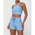 thumbnail image 5 of PISONIC Women 2 Piece Workout Sets High Waisted Biker Shorts with Pockets Built in Bra Racerback Tank Tops, 5 of 7