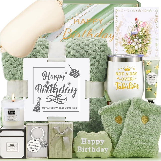 Cesta de regalo de cumpleaños BaiCai para mujer con manta y spa