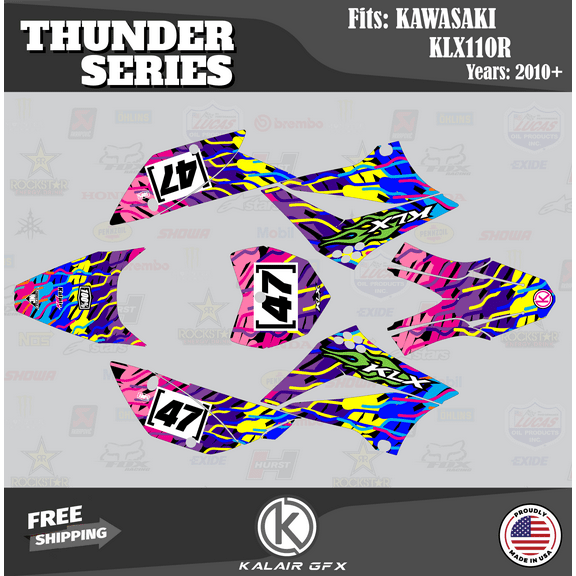 Kalair GFX Graphics Kit for Kawasaki KLX110 (2010-2023) Thunder Series