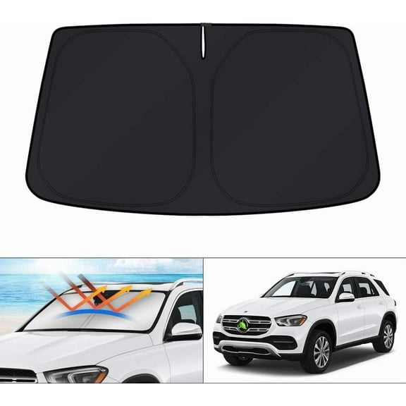 Canvcle Windshield Sunshade for 2020-2024 2025 Mercedes Benz GLE 350 450 Accessories Sun Shade Foldable Window Sun Visor Protector Blocks UV Rays Keep Your Car Cooler