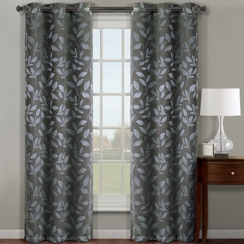 Claire Pair ( Set of 2 ) Micro Suede Jacquard Blackout by weave Grommet Curtain Panels