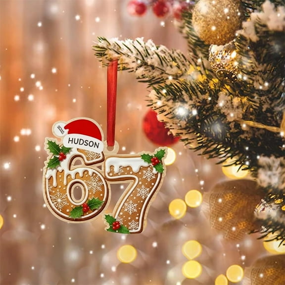 WKSCLPAI 67 Christmas Ornament, Funny 67 Small Acrylic Decorations for Christmas Tree, 67 Ginger_bread Ornaments, 67 Christmas Wrapping Paper Decor Ornaments Birthday Gifts, #Q