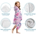 thumbnail image 7 of Pink Dinosaurs Flowers Leaves Pattern Hooded Bath Towel，50"x30" for Ages 3 To 12 Kids, Quick Dry Lightweight Soft Microfiber Hood Beach Towel Cover Up for Kids, 7 of 7