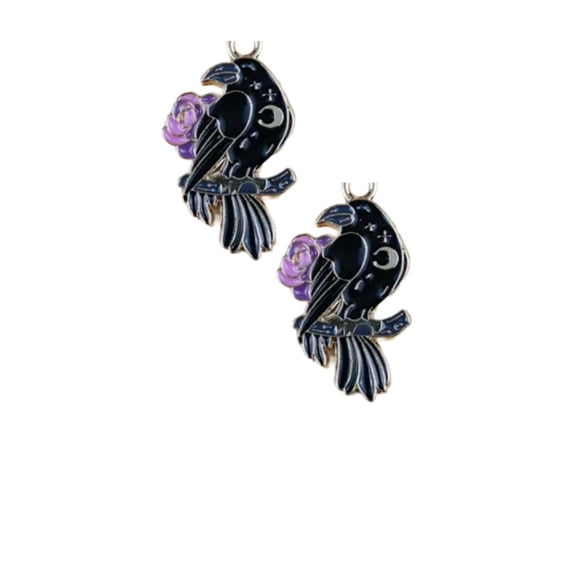 Black Crow moon earrings. Dangle earrings set. Unisex dangle earrings. Fashion jewelry