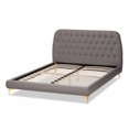 thumbnail image 4 of Baxton Studio Ingrid Glam and Luxe Light Grey Fabric Upholstered Gold Finished Legs Queen Size Platform Bed, 4 of 9
