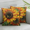 thumbnail image 3 of Shangniulu Set of 2 Sunflower Throw Pillow Cover Couch Pillow Case Square Outdoor Pillow Sofa Bed Pillowcase Decorative White, 3 of 7
