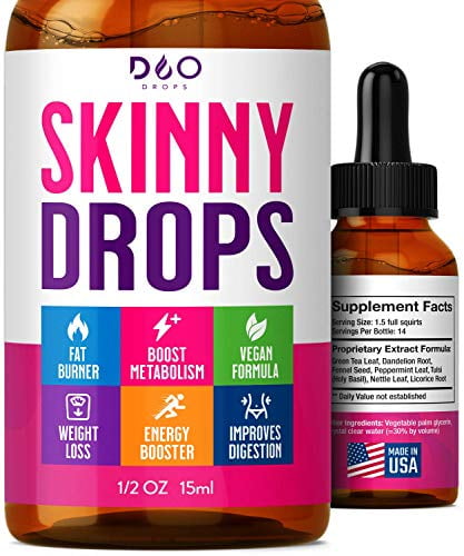 Skinny Drops - Weight Loss, Diet Supplement, Lose Appetite- Natural Fat Burner to Boost Metabolism - for Men and Women -60 Day