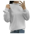 thumbnail image 1 of Kcodviy Chandails en Molleton à Capuche pour Femmes Doublés en Polaire, Manches Longues, Col Roulé, Ample, Couleur Unie, Sans Capuche, 1 of 3