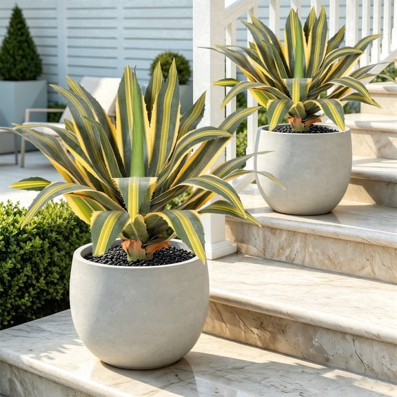 16in Artificial Agave Plant, UV Resistant Green Fake Agave, Unpotted Faux Succulent for Indoor Outdoor Home Decor