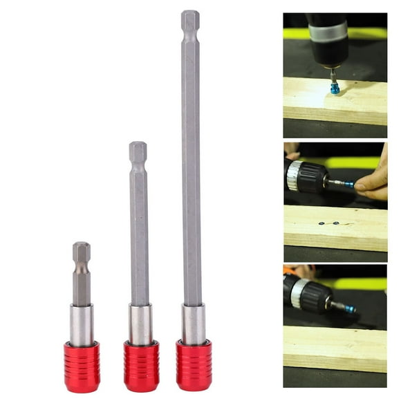 Screw Bit Holder Hex Shank Screw Bit Holder Magnetic Screw Bit Holder Bit Holder 3Pcs Screw Bit Holder Red Stainless Steel 1/4in Hex Shank 60/100/150mm Length For Electric