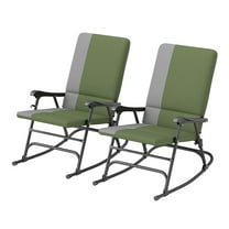 Outdoor Rocking Chairs Set of 2, Folding Patio Rockers, 400lbs Capacity, Dark Green