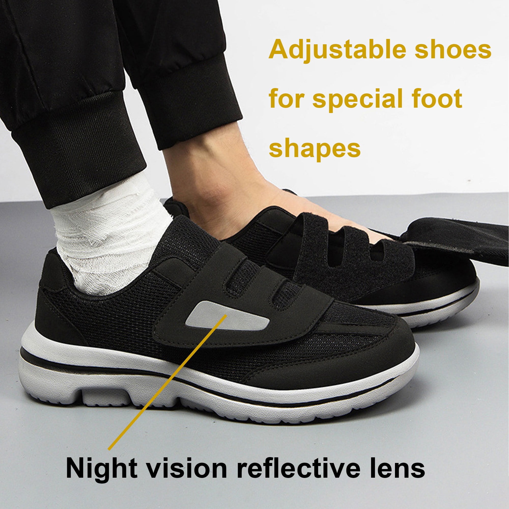 Diabetic Shoes for Men and Women Extra Wide Width Adjustable Sneakers for Swollen Feet Soft Sole Orthopedic Slip On Walking Shoes with Velcro Strap Comfortable Lightweight